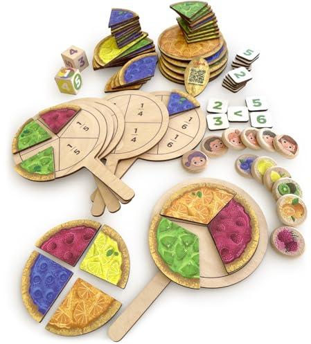 Ulanik Lernbrettspiel Brüche, Spiele ab 3 Jahren, Holz Brettspiele für Kinder 4, 5, 6, 7, 8 Jahre, Lernspiele ab 3 Jahre, Vorschule Spiele, Holzspiele für Kleinkinder