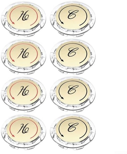 Oniissy 8 Faucet Index Buttons with Clear Hot and Cold Indicators for Faucets, Acrylic and Aluminum Faucet Index Buttons 8 Pack for Double Handles