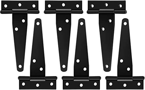 6pcsT Hinges, Gates, Black Hinges, Heavy Duty Hinges for Wooden Fences, Sheds, Wooden Boxes, Garden Gates, Log Cabins Hinges