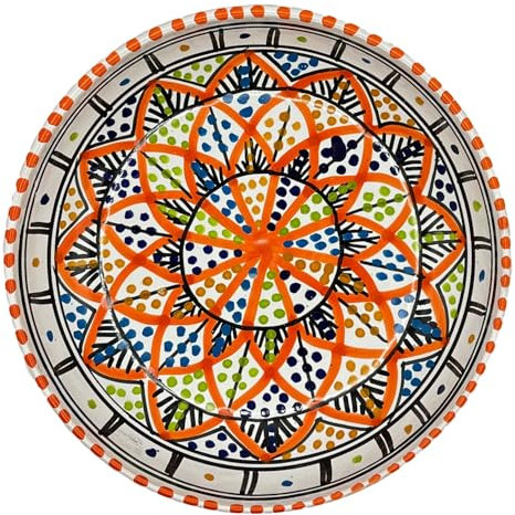 Piatto Fondo in Ceramica Tunisina per Pasta e Zuppe, Dipinto a Mano Diam. 19,5 Cm 1401241302b Marocco Turchia Etnico del Mondo