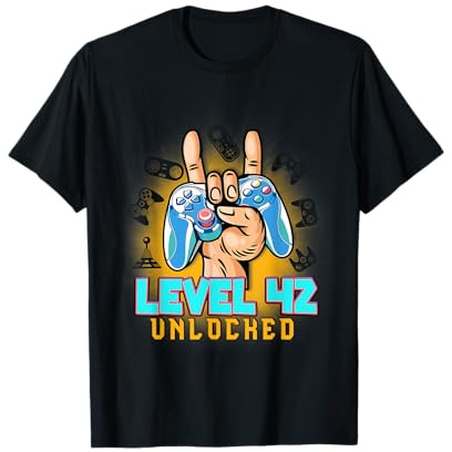 Level 42 Unlocked Funny Video Gamer 42nd Birthday T-Shirt