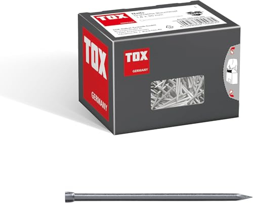 TOX Drahtstifte Nails M 1,6x30 mm mit Stauchkopf für beinahe unsichtbare Befestigungen in Holz, universelle Einsatzmöglichkeit im Innen- und Außenbereich, blanker Stahl, 400 g im Karton, 063100202
