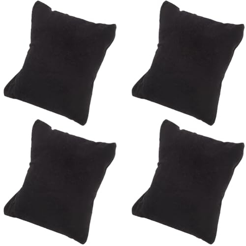 Beebeecraft 4 Coussin de Montre Noir de 3.15x3cm Petit Coussin en Coton pour Bracelet de Montre Présentoir à Bijoux Coussin pour Boîte Cadeau