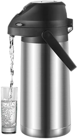 Distributori di acqua calda, pallone d'acqua in acciaio inossidabile con meccanismo di pompa, leggero e robusto con maniglia di trasporto, ideale per bevande calde e fredde, 1.9L, distributori, arred