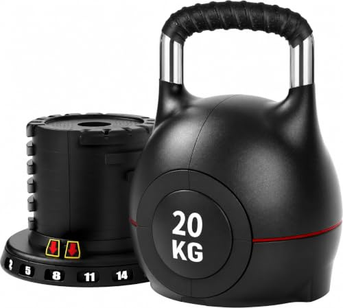 LIFERUN Kettlebell Verstellbare 2-20 kg Kugelhantel für Home Gym | Dumbbells 7 in 1 Gewicht Hantel Set für Fitnessgeräte Krafttraining, Kurzhanteln und Sportgeräte