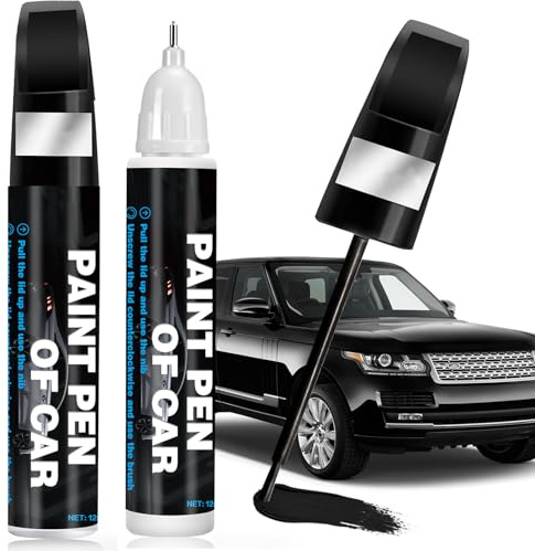 Hyleara 2 Stück Lackstift Schwarz Glänzend, Auto Lackstift 2-in-1 Spitze | Kratzer Reparatur Stift für Autolack Schwarz, Felgen & Lackschäden Auto, Motorräder, Transporter, Pinsel & Präzisionsspitze