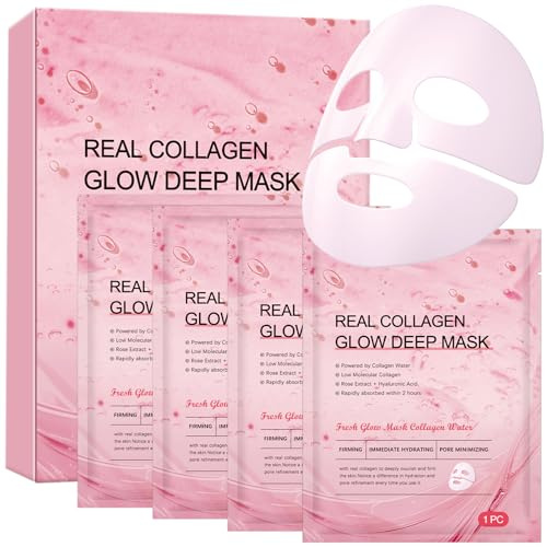 Koreansk Kollagen Ansiktsmask - 4 stycken Ansiktsvård för Kvinnor, Koreansk Hudvård, Kollagen nattmask, Återfuktande mask, Skönhetspresentset för kvinnor, Krymper porer, Återupplivar huden