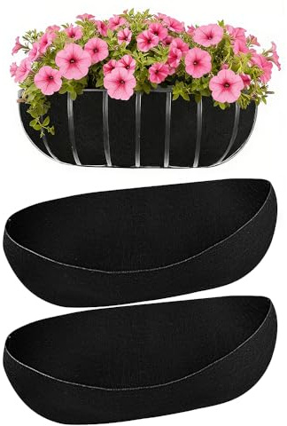 3PCS Fabric Window Box Liners Black, 30/36 Inch Felt Window Box Liners, Rectangle Felt Flower Pot Liners Hanging Plant Basket Fiber Insert for Garden Wall Hanging Planter Flower Vegetables (36 inch)
