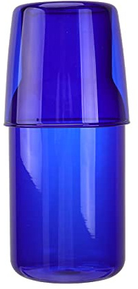 KICHOUSE Juego de Vasos de Vidrio Borosilicato 1 Vaso y 1 Botella Azul para Agua, Jugos y Bebidas Frías, Cristalería Resistente al Calor para Hogar, Oficina y Hotel (capacidad Grande)