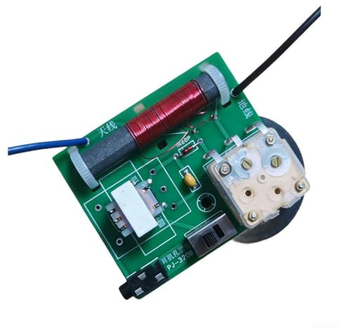 Kit radio fai da te con trasformatore di regolazione di impedenza per radio di cristallo, circuito verde per hobbisti e appassionati, richiede antenna esterna e cuffie