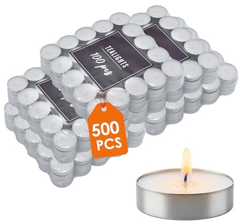 Teelicht klassisch unparfümiert in Aluhülle 38 mm 4h Brenndauer - 500 Stück - Tischkerze weiß ohne Duft in silberner Hülle - Kerze für Hochzeit Geburtstag Weihnachten Deko Stövchen Windlicht