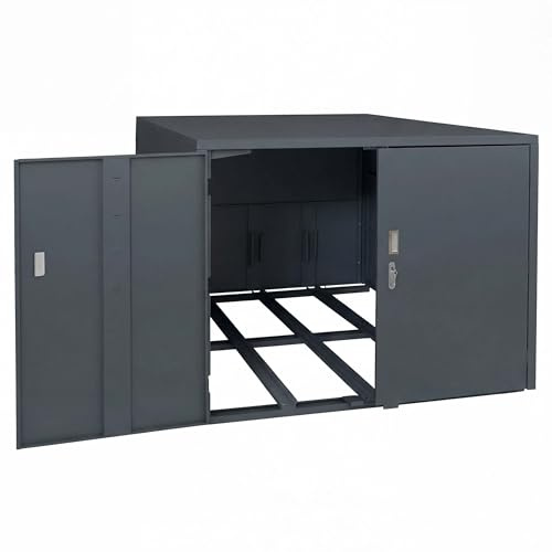 PROREGAL 3er-Fahrradgarage | HxBxT 124x148x208cm | Fahrradunterstand Fahrradbox Bikebox | Anthrazit | abschließbar verzinkter Stahl