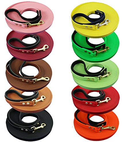 Biothane Schleppleine 5m - Hundeleine mit Handschlaufe und Messingkarabiner für kleine und große Hunde, Wasserabweisende Leine - 19 mm breit I Hellorange