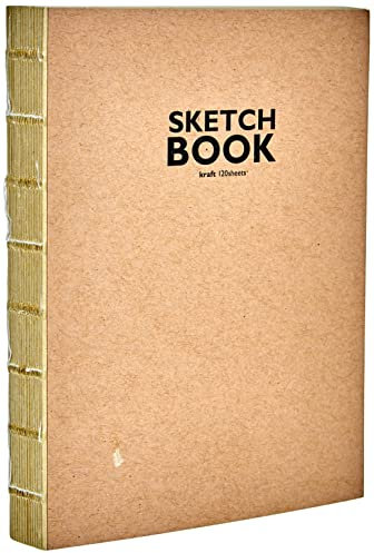 Honsell 32506 - Sketchbook Kraft Skizzenbuch mit offener Fadenbindung, DIN A6, 120 Blatt, 100 g/m², robustes, recyclingfähiges Kraftpapier aus ungebleichten Naturfasern