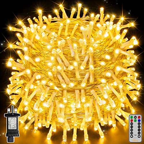 Ollny Outdoor Christmas Tree Lights - 80m 800 LED Fairy Light Christmas Decorations White Waterproof String Lights Mains Powered Plug in with Remote/Timer 8 Modes for Outside/Garden/Indoor/Window