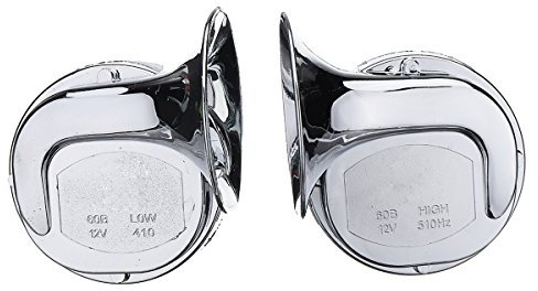 C-FUNN Pair 12V 110Db Chrome Dual Tone Air Snail Horn for Car Van Motorcycle Universal