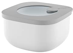 Guzzini - Kitchen Active Design, STORE&MORE, Recipiente Hermético Bajo para Frigorífico/Congelador/Microondas (S) - Gris Oscuro, 12,2 x 12,2 x h6,8 cm | 450cc - 170700177