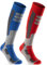 2 Paar Skisocken Herren Damen Ski Kniestrümpfe Atmungsaktiv WP (Blau | Rot, 39-42)