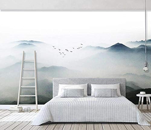 Fototapete Schöne Und Schöne Wolken Und Berge Und Vögel Tapete 3D Effekt Tapeten Vliestapete Wandbilder Schlafzimmer Wanddeko Kinderzimmer Wohnzimmer