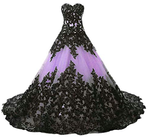 Vantexi Damen Elegante Lange Spitze Formellen Abendkleid Ballkleider Gotisch Brautkleider Hochzeitskleider Flieder Größe 52