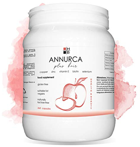 ANNURCA plus hair HB | 360 capsule | integratore alimentare | per capelli belli e forti | con vitamine e minerali | capsule acido resistenti | Prodotto Italiano
