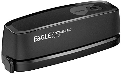 Eagle Elektrischer 3-Lochstanzer, Desktop-Locher, tragbar, 20 Blatt Stanzkapazität, Wechselstrom- oder Batteriebetrieb, Schwarz