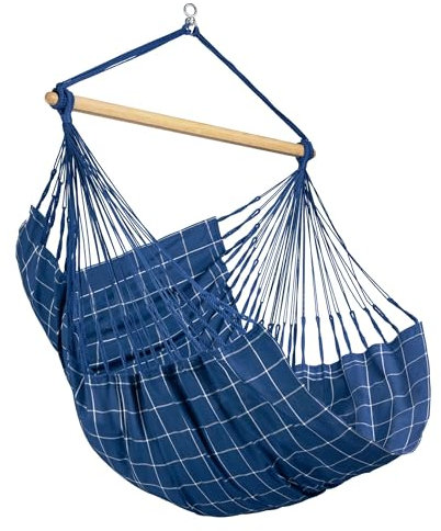 La Siesta® Domingo – Hängestuhl für den Winter, Funktionelle Faser, kolumbianische Herstellung, große Oberfläche, Stabilisator Bambus, Entspannung im Freien – Marineblau, Komfort mit Befestigung