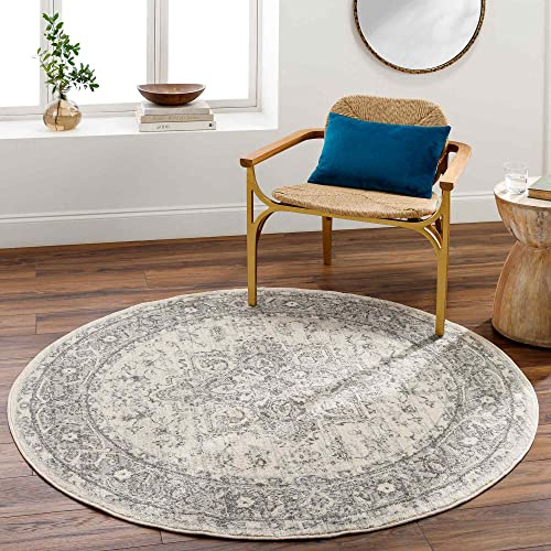 Livabliss Farah Khartoum Vintage Round, Living Room – 160 cm, Grey & Beige