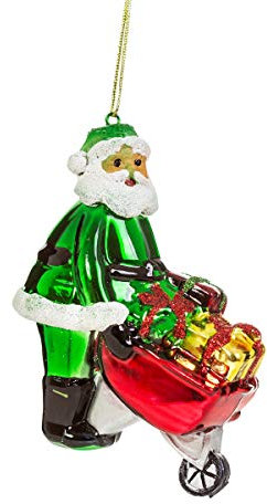 Sass & Belle Weihnachtskugel in Form eines Weihnachtsmanns mit Schubkarre