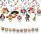 eBoutik - Halloween Tag der Toten Party Dekorationsset - Bunte Wirbel & Zuckerschädel-Wimpelkette - El Día de los Muertos Hängende & Deckendekorationen
