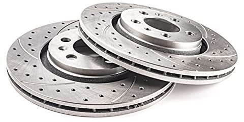 Fräsen und Bohren Sport Bremsscheiben 2-teiliges Set Kompatibel mit BMW 1er F20 2010 2011 2012-0476GV - Vorderachse - Belüftet - Lochanzahl 5 - Außendurchmesser 340x30