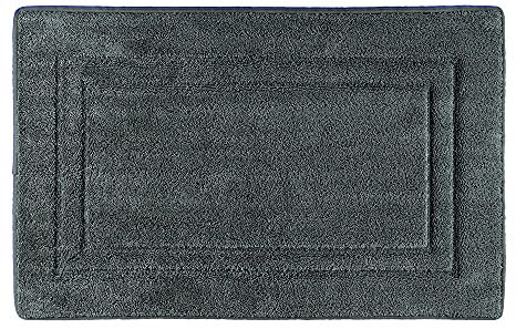 PANA Viskoelastische Frottee Badematte I Hochflor Badvorleger I Duschvorleger mit viskoelastischem Memoryschaum I rutschfest und saugstark I Größe: 50 x 80 cm I Farbe: Anthrazit