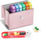 FINPAC Pilulier hebdomadaire avec sacoche en cuir PU, 7 Jours 4 fois par jour Organisateur de pilule de voyage avec carte Nom pour Matin Midi Soir Coucher pour pour vitamines, médecine, Or rose