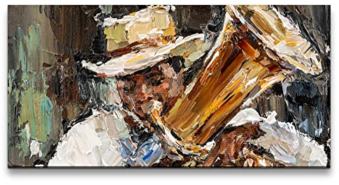 Paul Sinus Leinwandbild 120x60cm New Orleans Trompetenspieler Jazz Kunstvoll Abstrakt Musik