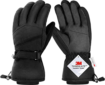 AOKKR Winterhandschuhe, Wasserdicht Warme Fahrradhandschuhe Herren und Damen, Winddichte Skihandschuhe mit Touchscreen-Funktion, Outdoor Laufen Sporthandschuhe Schwarz - L