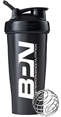 BARE PERFORMANCE NUTRITION BlenderBottle Shaker-Flasche, 800 ml, Shaker-Flasche mit Schneebesen, Schwarz