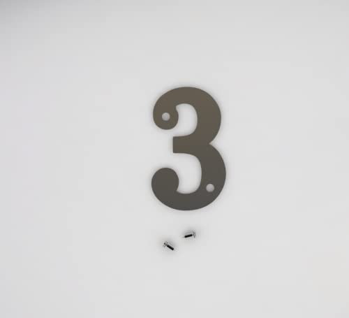 3 House Numbers + Letters Metal - Rustic Steel Door Numbers for Indoor and Outdoor Use (Number 3)