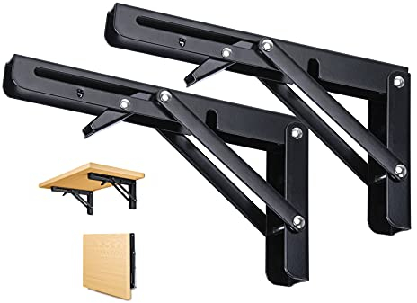 2 Stück Klappkonsole Schwerlast, 450mm Klappregalhalterungen Klappwinkel Tischhalter, Wandregal Regalunterstützung Klammer für Tischplatten Klapptisch, Wandmontage, Regalhalterung, Belastbarkeit 90kg