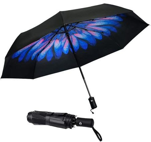 SY COMPACT Parapluie coupe-vent automatique l¨¦ger incassable Umbrellas-factory Direct haute ¨¦conomique Parapluie, Fleur couleur verre