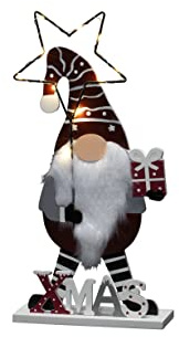 Konstsmide LED Santa mit Stern, rot, 6H Timer, 10 warm weiße Dioden, batteriebetrieben, Innen, 2 x AA 1.5V (exkl.) - 3279-550