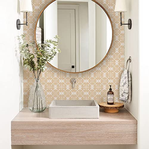 Alwayspon Fliesenaufkleber, goldfarben, selbstklebend, zum Aufkleben auf Fliesen, Aufkleber für Badezimmer, Küche, Spritzschutz für Herd, Abziehen und Aufkleben, 20 cm