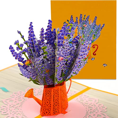 JOFONY 3D Pop Up Karte,Lavendel Geburtstagskarte mit Umschlag,Grußkarte für Geburtstagsfeier Valentinstag Muttertag Lehrertag