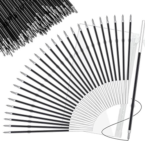 100 Stück Kugelschreiberminen 0,7mm, Schwarz Kugelschreiber Ersatzminen mit Kunststoff Dokumententasche, Kugelschreiber-minen für Büro, Geschäft, Schule und Zuhause Schreibfarbe