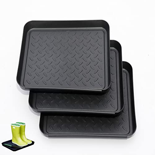 3 Piezas de bandeja de goteo de zapatos, Bandeja de Goteo para Zapatos, Bandeja de Zapatos, Bandeja de Plástico para Zapatos, Bandeja de Goteo para Zapatos Alfombrilla, para Interior-Exterior, Negro