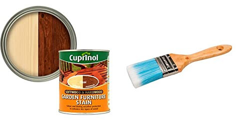 Cuprinol 750ml Garden Furniture Stain - Clear & Silverline Synthetic Paint Brush 50mm / 2 (367969)