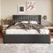 Dolamaní Polsterbett 180 x 200 cm, Doppelbett mit Stauraum, Metallrahmenbett mit Holzlattenrost, Leinen, Grau