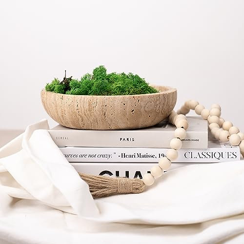 Shelf & Nook Travertine Decorative Bowls for Home Decor. Key Bowl for entryway Table in a Choice of Three Colors. (Natural (Beige))