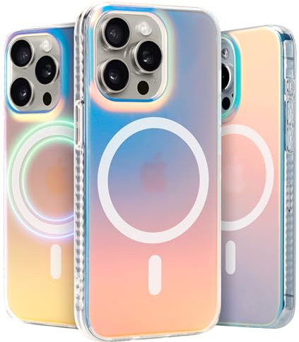LONLI Hue - (for iPhone 15 Pro) - Fluorescent Iridescent Matte Phone Case [Compatible with Magsafe] for Women, Girls and Men - Cute and Aesthetic
