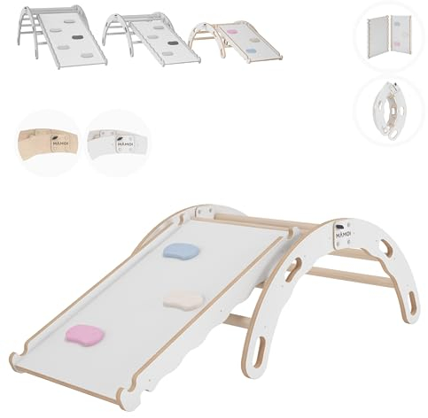 Gymnastik-Sprossenwand für Kinder (210 cm) | Wandmontierte Trainingsleiter | Strickleiter für Kinder | Holz-Spielplatz für Zuhause | Turnringe | 100% Öko | Hergestellt in der EU