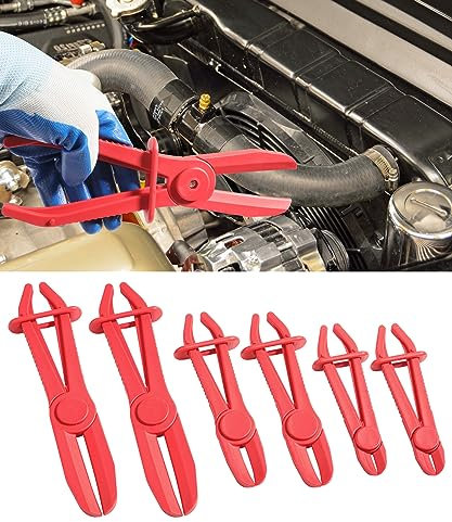 RACOONA 6PCS Hose Clamp Pliers,Car Accessories Line Clamps Hose Clamp Tool,3 Size Plastic Line Clamp Pliers Set,Hose Pinch Off Pliers for Flexible Hoses,Automotive,Gas,Radiator,Brake,Coolant